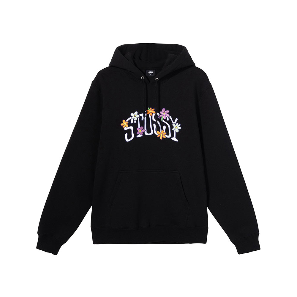 Stussy-Collegiate-Floral-Hoodie-Black